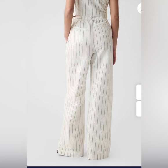 NWT GAP|| High Rise Linen-Cotton Trousers, Pleated Striped Pants Size 10 - Picture 2 of 12